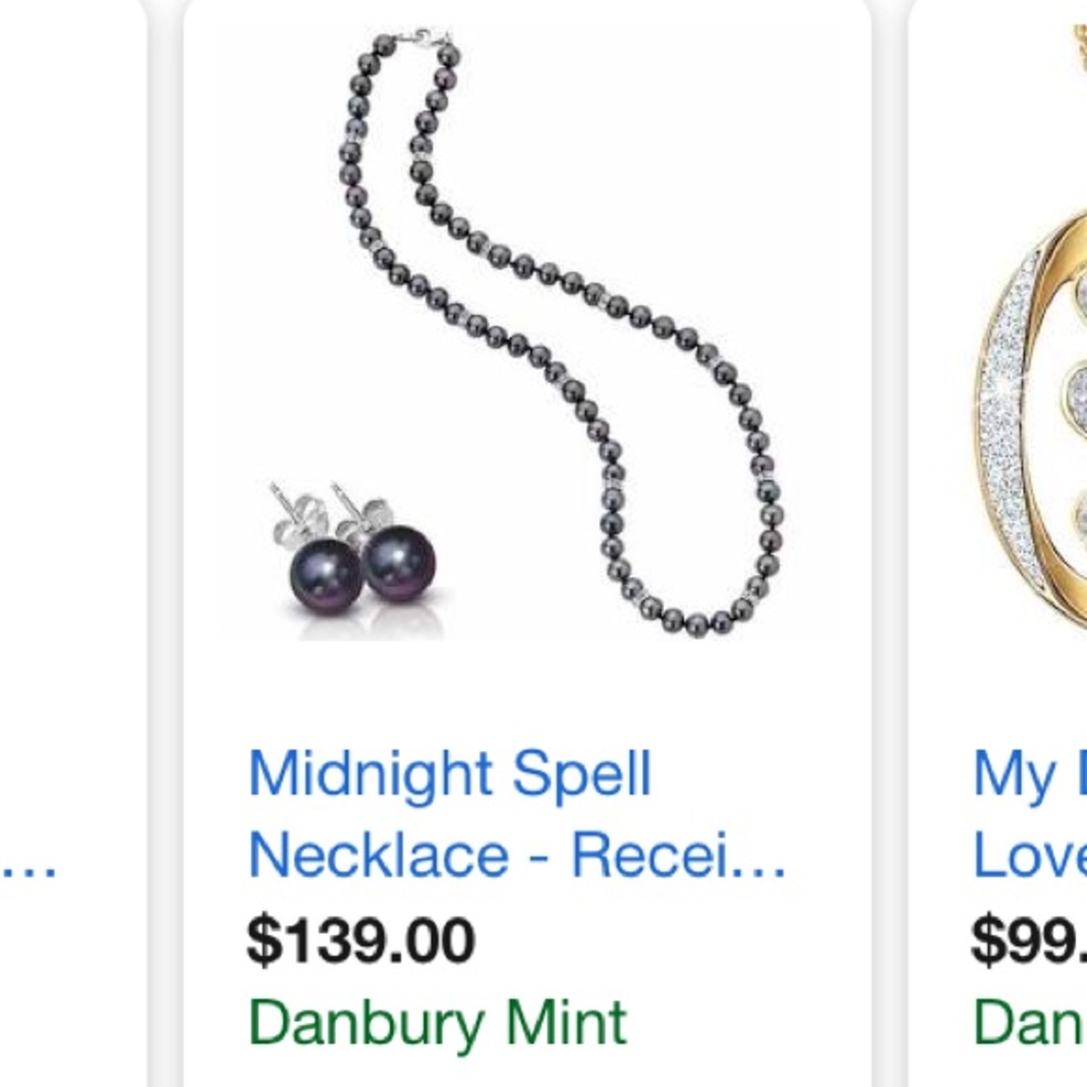 Danbury Mint Pearl Necklace and earrings set